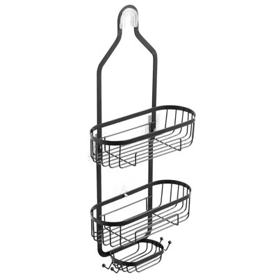 Étagère de rangement suspendue pour salle de bain avec support à 3 tablettes sans perçage en fer noir mat 13,35 po de profondeur 4,73 po de hauteur 10,38 po de largeur 1,97 lb de poids