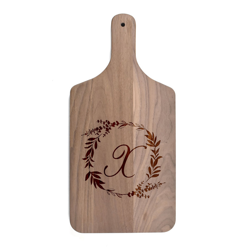 Floral Wreath Monogram - X Cutting Board
