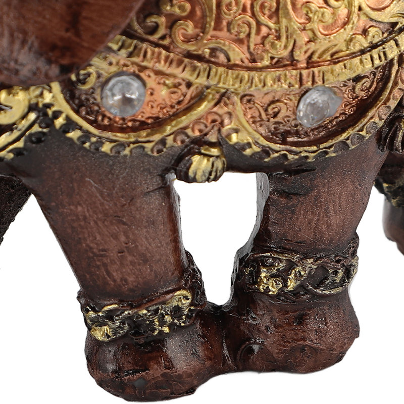 Figurine d'éléphant riche en résine Feng Shui Figurine décoration de la maison pour le salon cadeau de pendaison de crémaillère brun M