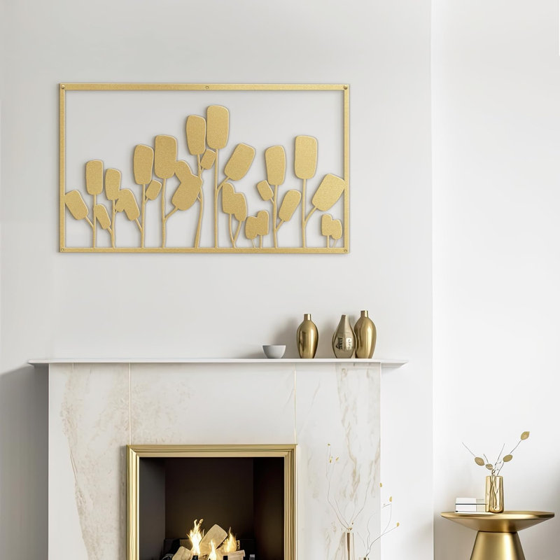 Décoration murale en métal, H 15 po x l 30 po x P 0,05 po, Or