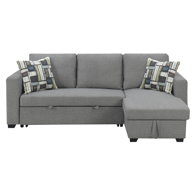 Canapé-lit modulaire réversible gris, Tissu gris, Orienté à gauche (vu de face)