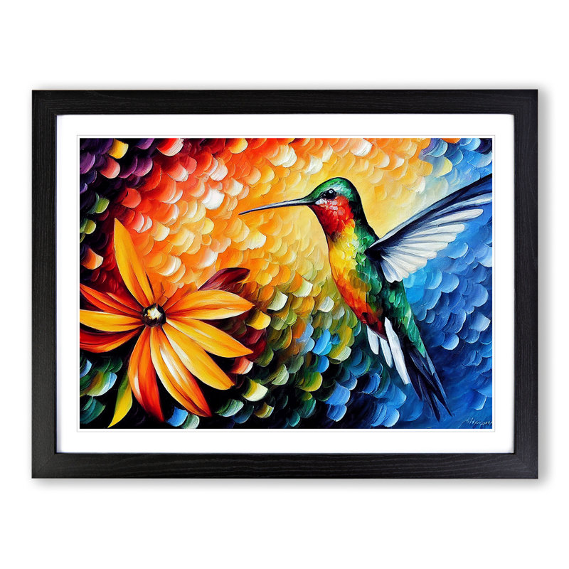 Hummingbird Vol.2 Abstract - Single Picture Frame Print, Black Framed, 34cm H x 46cm W x 2cm D