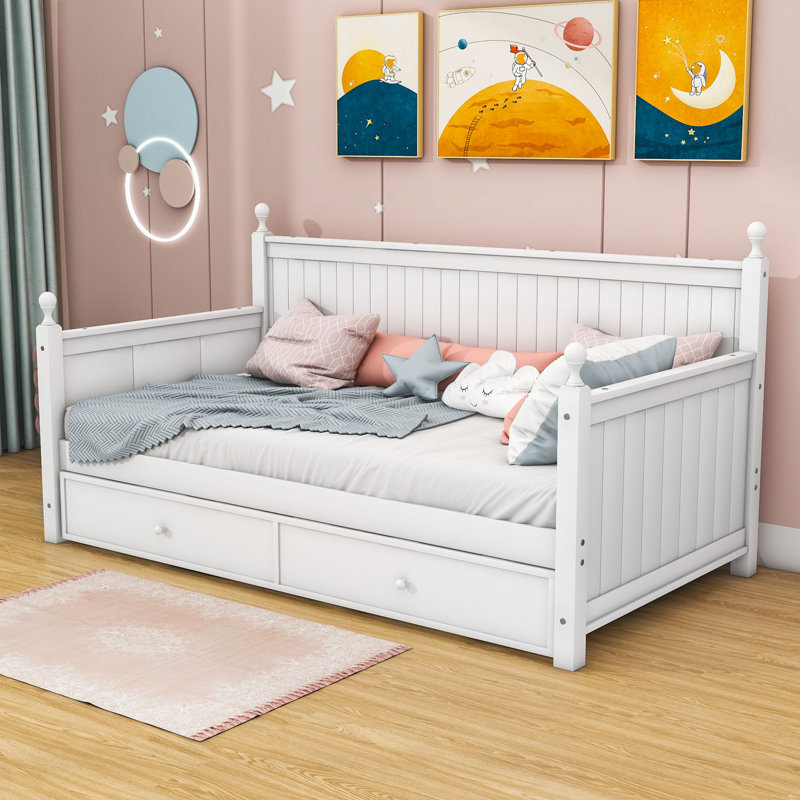 Diti Twin Size Wood Daybed with Twin Size Trundle, White