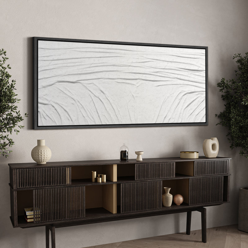 «White Abstract Elegant Minimalist», reproduction sur toile, H 30 po x l 60 po, Noir, noir, noir, noir