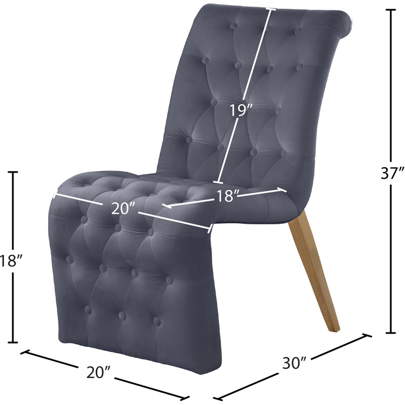 Chaise d'appoint rembourrée en velours capitonné Desroches, Velours gris