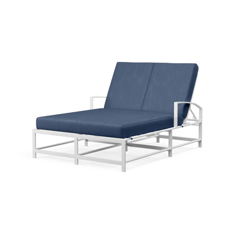 Bristol Outdoor Aluminum Double Chaise Lounge, Echo Midnight Sunbrella®