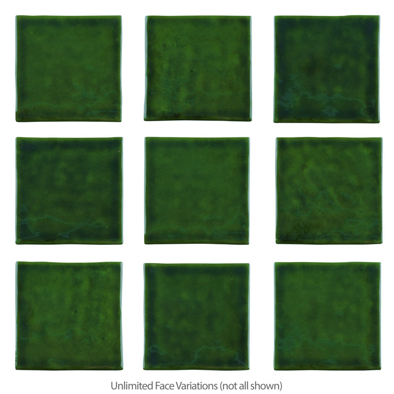 Viva Antic Handmade 4" x 4" Ceramic Tile, Green