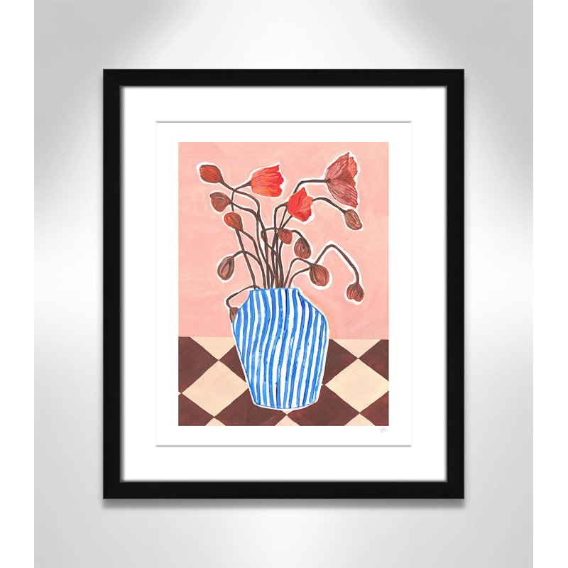 Poppies Print par Violets Print House, L 16 po x H 19 po, Imprimé mat, Noir satiné