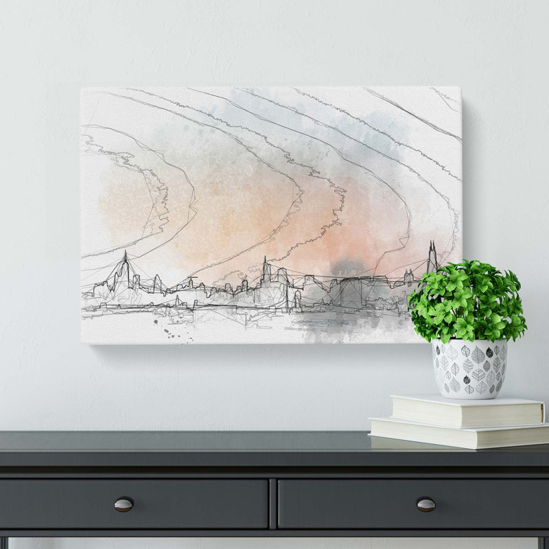 The Chicago Illinois Skyline In Abstract - Wrapped Canvas, 50cm H x 76cm W x 3cm D