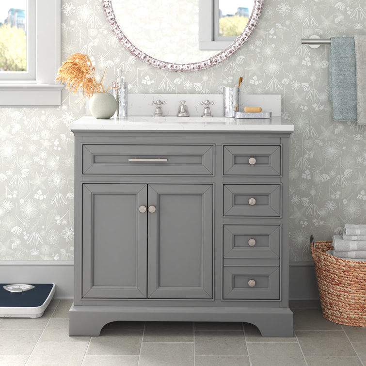 Currahee 36'' Single Bathroom Vanity with Engineered Stone Top