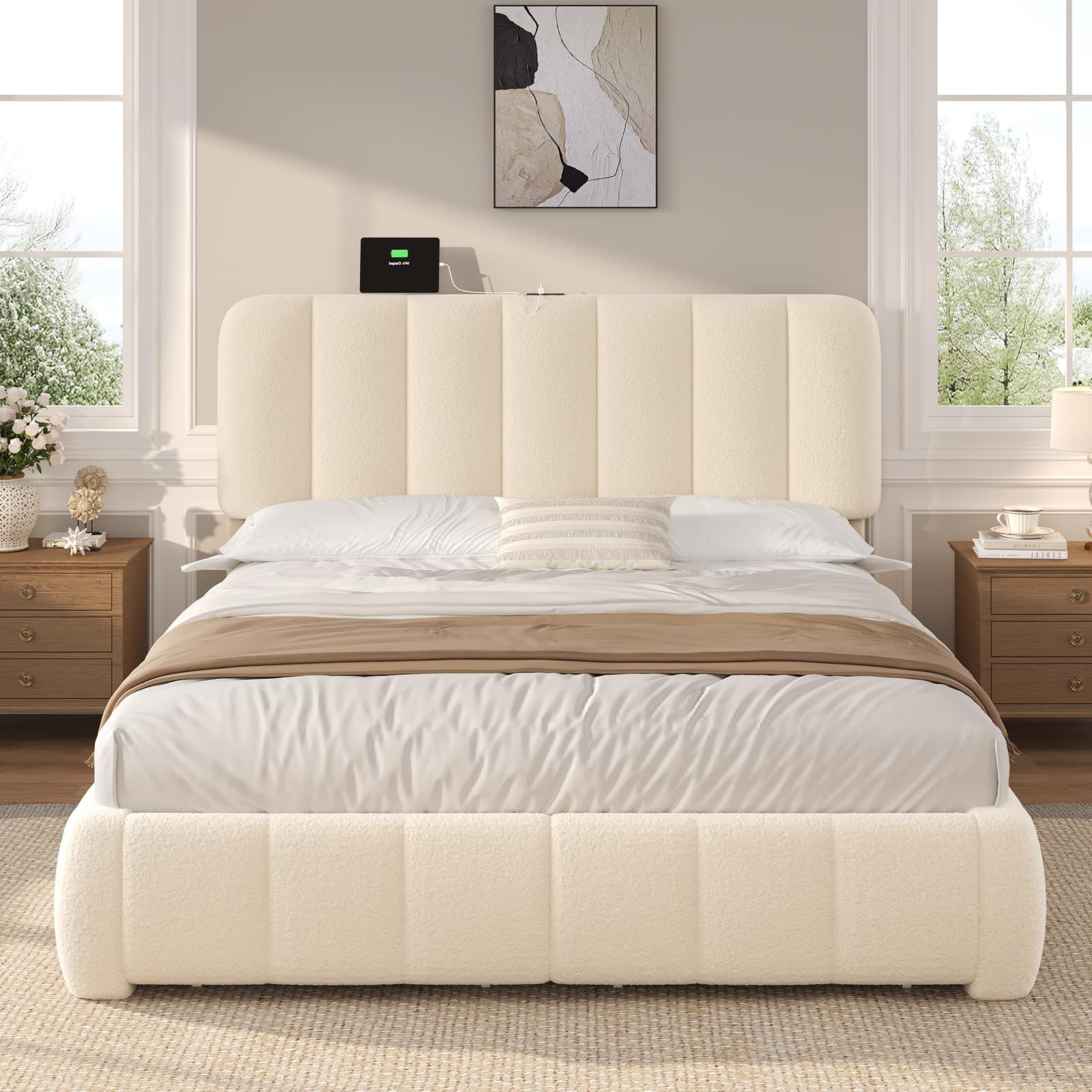 Ebern Designs Cloud Upholstered Platform Bed Frame With Storage Drawers ...