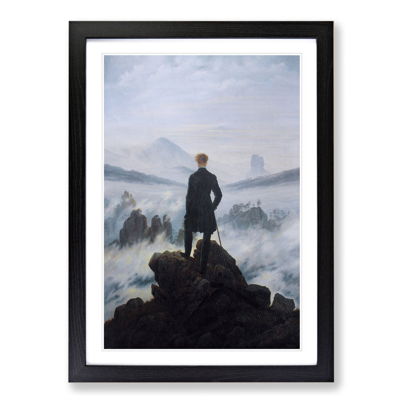 Wanderer Above the Sea of Fog Vol.2 by Caspar David Friedrich - Picture Frame Painting, Black, 36cm H x 27cm W x 2cm D