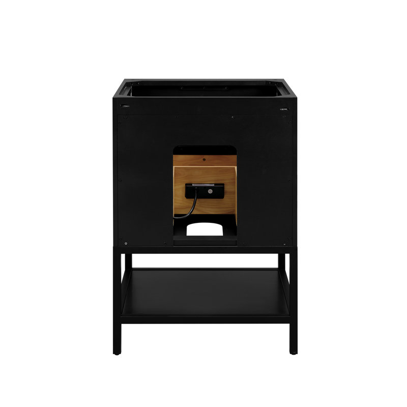 Diamond 24'' W Single Vanity, Charcoal Black, White Quartz, Matte Black