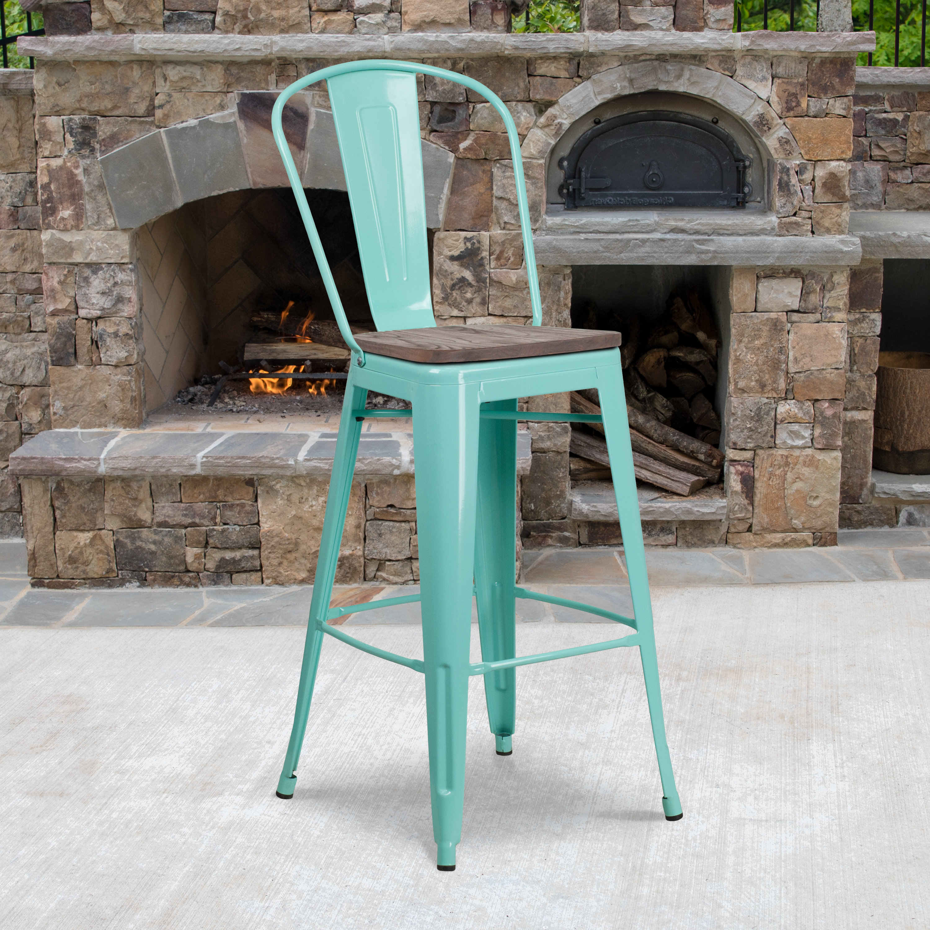 Teal metal counter online stools