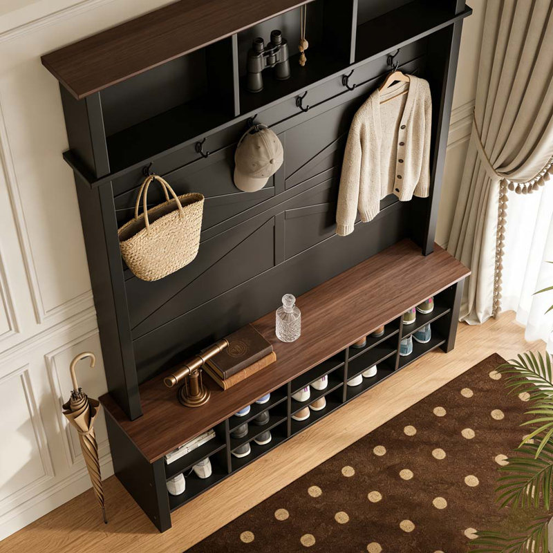 4-in-1 Hall Tree with 6 Hooks