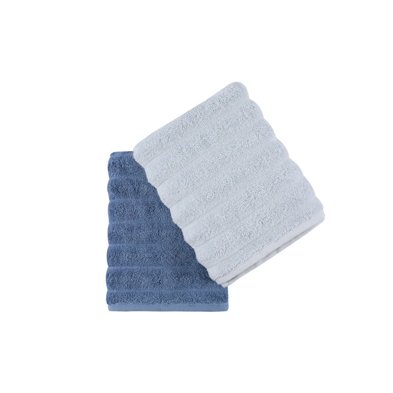 Ensemble de 2 essuie-mains 2 pièces 100% coton, Bleu / bleu clair