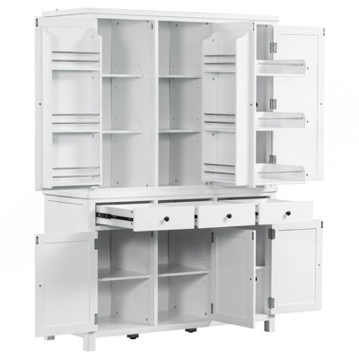 Grand garde-manger autoportant Farmhouse, grande armoire de rangement avec tablettes de porte