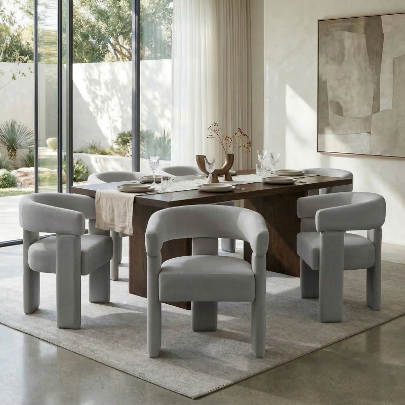 Chaise légère et luxueuse en velours, Gris