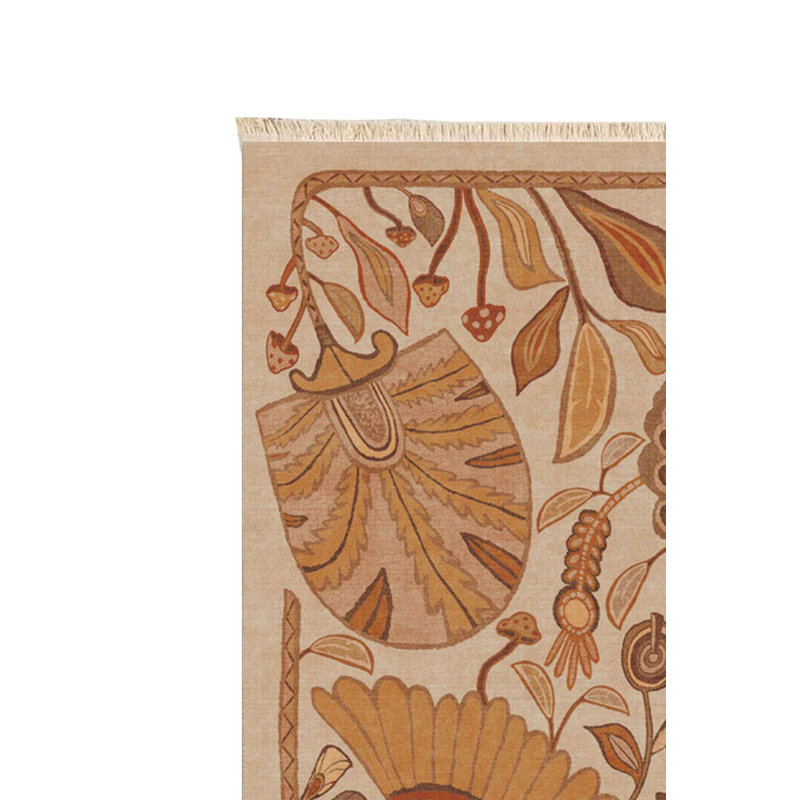 Boho Gold Peacock Floral Area Rug