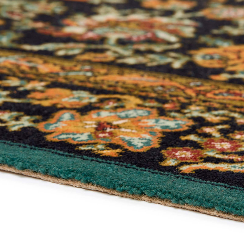Artemis Machine Woven Wool Oriental Area Rug in Black/Red/Green