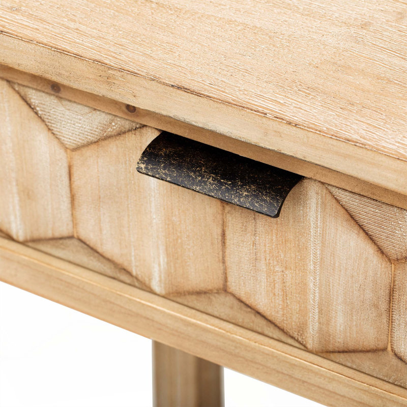 Console moderne en placage de sapin avec motif en nid d'abeille, Naturel