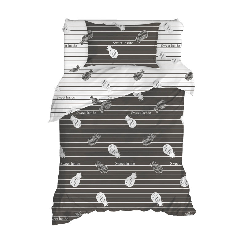 Ensemble de housse de couette 100% coton anthracite / blanc Furman