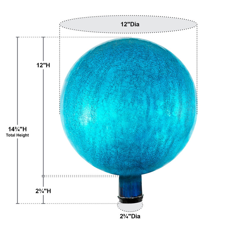 Boule réfléchissant Madore, 12 po, Bleu sarcelle