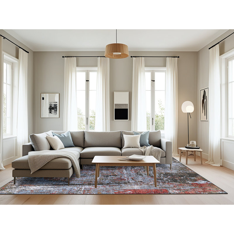 Tapis bleu / rouge / noir Braddyville, Rectangle 8 pi x 10 pi