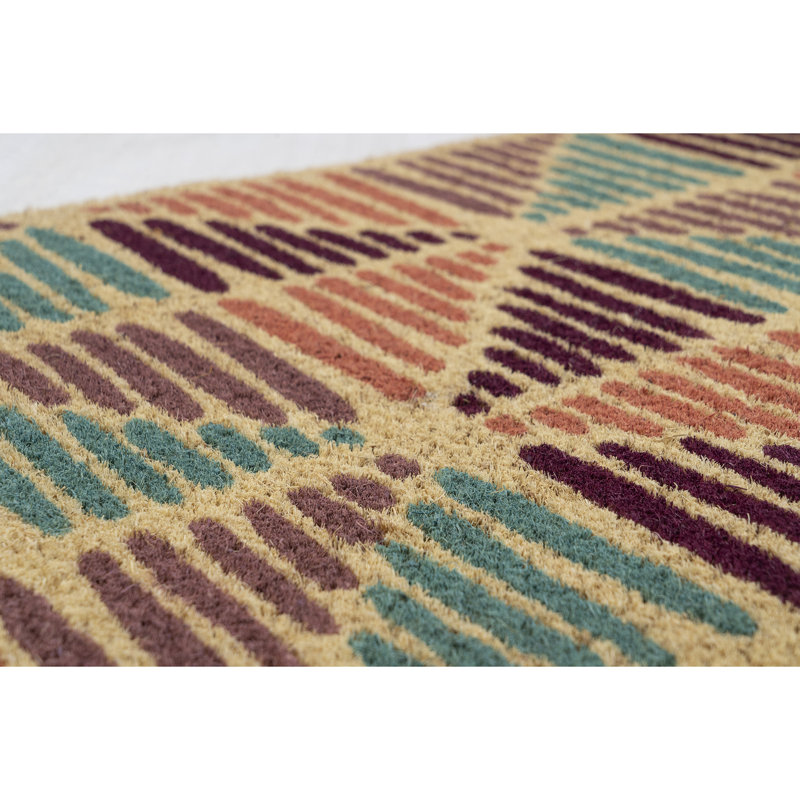 Geometric Coir Outdoor Doormat with Eco-Friendly Dyes