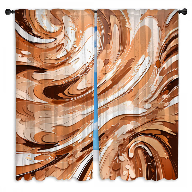 Rideaux bruns abstraits et transparents avec rideaux obscurcissant et obscurcissant - 2 panneaux, 20 po x 80 po - 2 panneaux