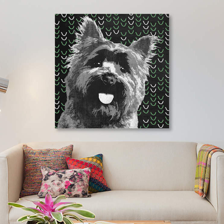 « yorkie », impression sur toile, H 37 po x l 37 po x P 1,5 po, Toile tendue, Pas de tapis