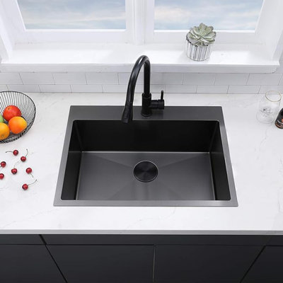Évier de cuisine à simple cuve en acier inoxydable 33 po x 22 po