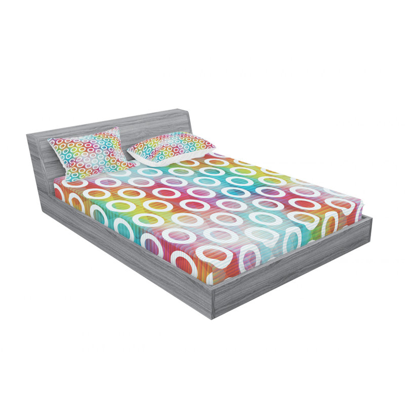 Microfiber Geometric Sheet Set, Full Sheet Set with Fitted Sheet