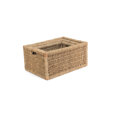 3 Piece Seagrass Storage Wicker Basket Set