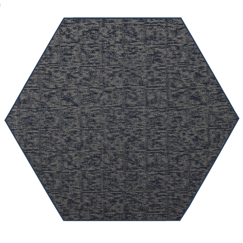 Tapis décoratif Furnish My Place - imprimé géométrique délavé bleu marine, Hexagonal 6 pi