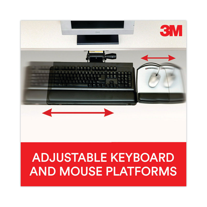 Black Adjustable Keyboard Tray with Gel Wrist Pad