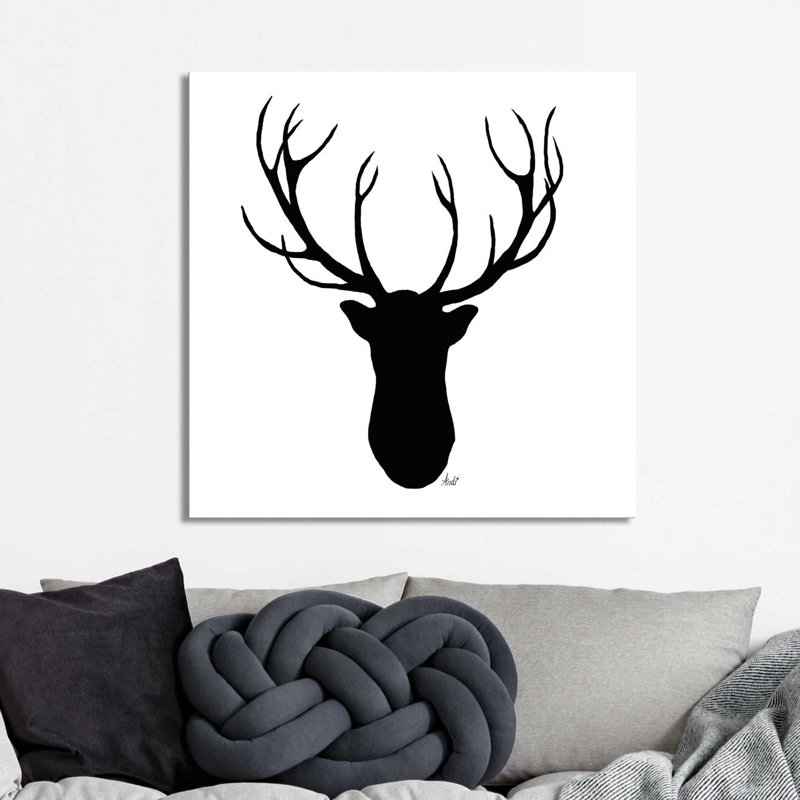 «Deer Head Silhouette», impression, H 36 po x l 36 po x P 1,5 po, Toile tendue