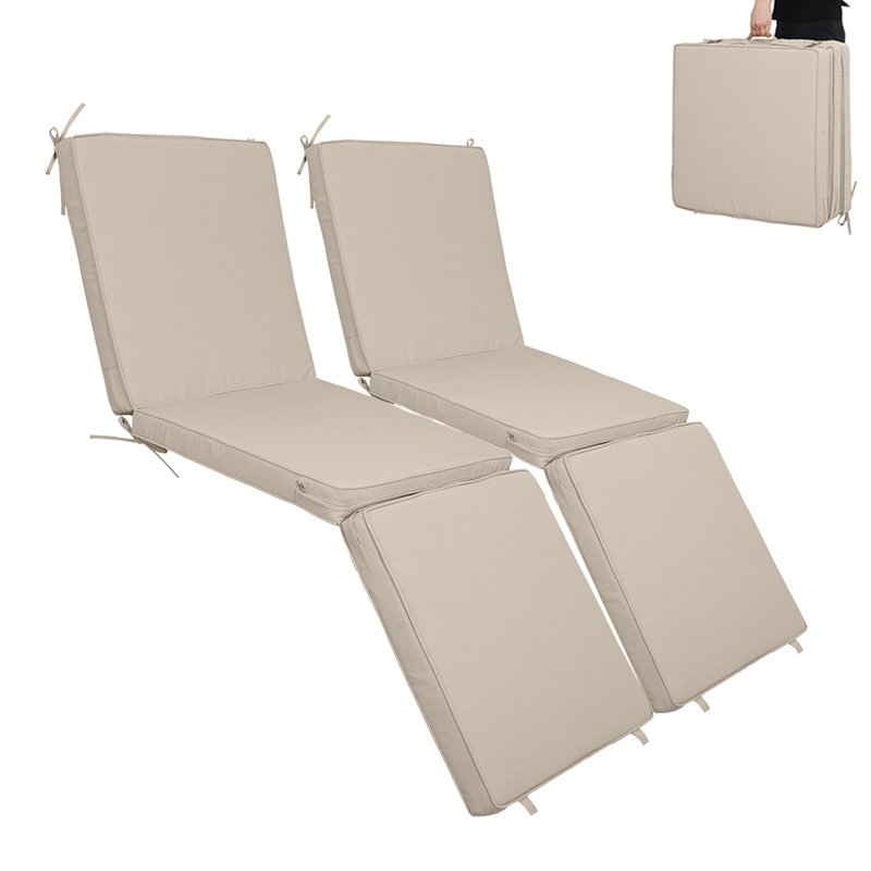 Ensemble de coussins de chaise longue d'extérieur 72 po x 23,6 po comprenant 2 coussins de remplacement pliables pour meubles de patio