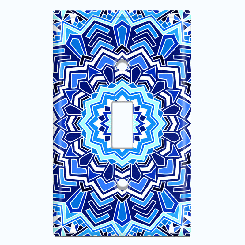 Patterned 1 - Gang Toggle Light Switch Standard Wall Plate, Blue