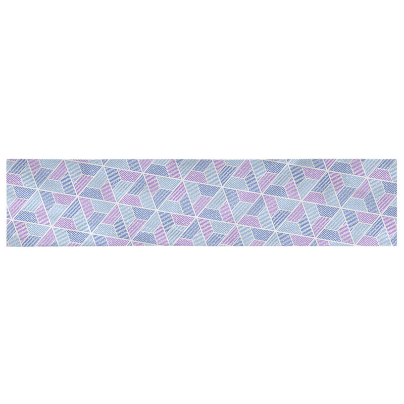 Chemin de table Avicia, 72 po x 16 po, Bleu / Mauve, Coton