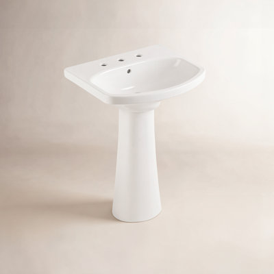 Cimarron 26.81" Vitreous China U-Shape Pedestal Bathroom Sink with Overflow