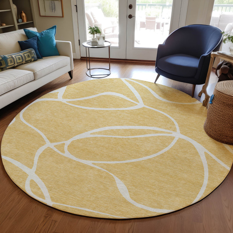 Tapis intérieur / extérieur doré lavable Mirelle , 8 pi x 8 pi