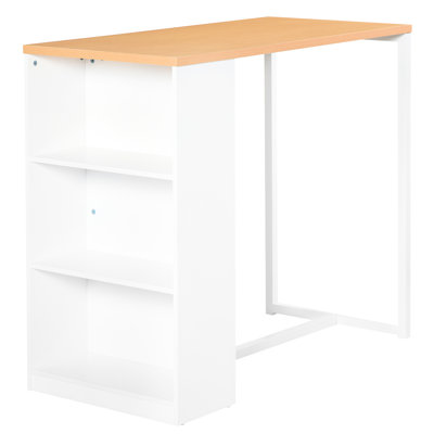 Table moderne avec rangement à 3 tablettes, blanc, pour la cuisine et la salle à manger