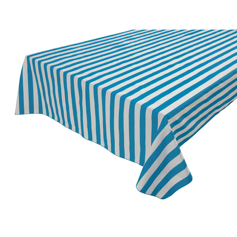 Nappe en coton à rayures Abdulsalam, Turquoise, Rectangle de 96 po