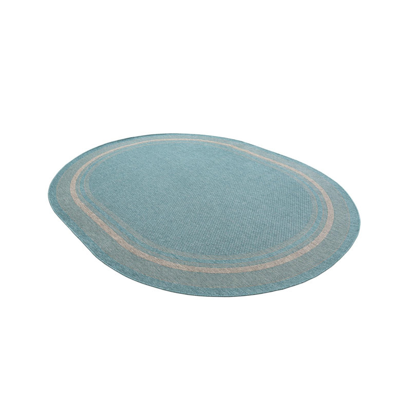 Tapis sarcelle intérieur / extérieur Reyyan, Ovale 7 pi 10 po x 10 pi, Teal