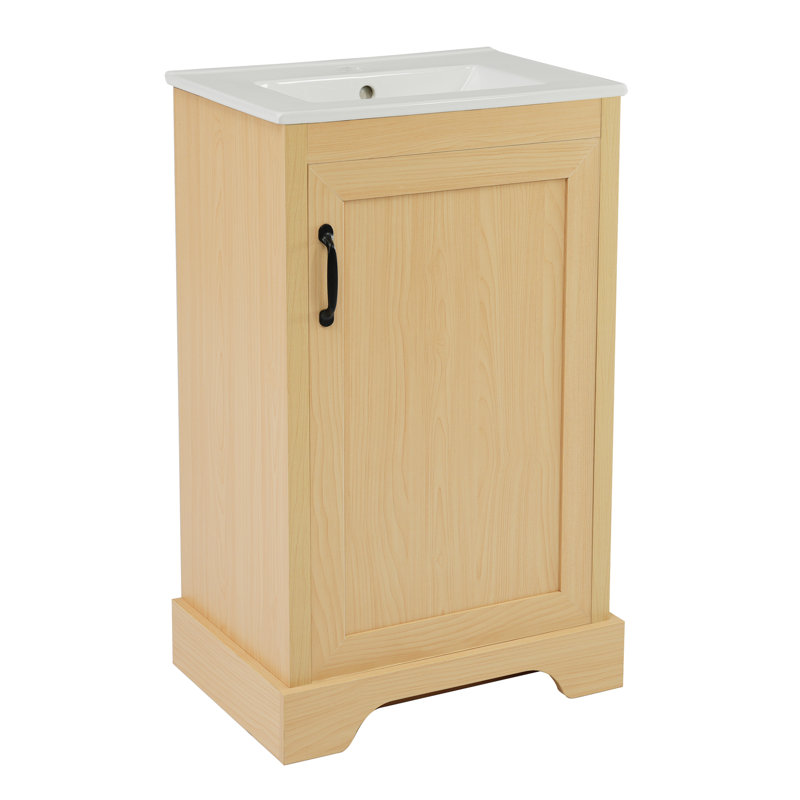 Meuble-lavabo de 20 po avec porte à fermeture douce, support de rangement, tablette réglable et lavabo en céramique