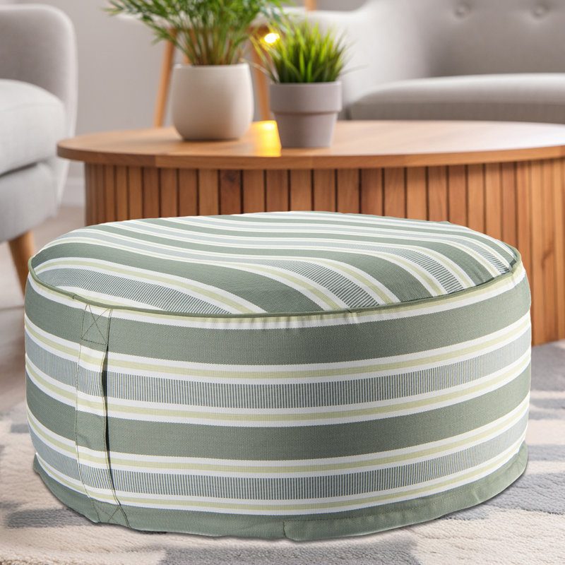 Pouf gonflable d'extérieur rayé vert, Vert