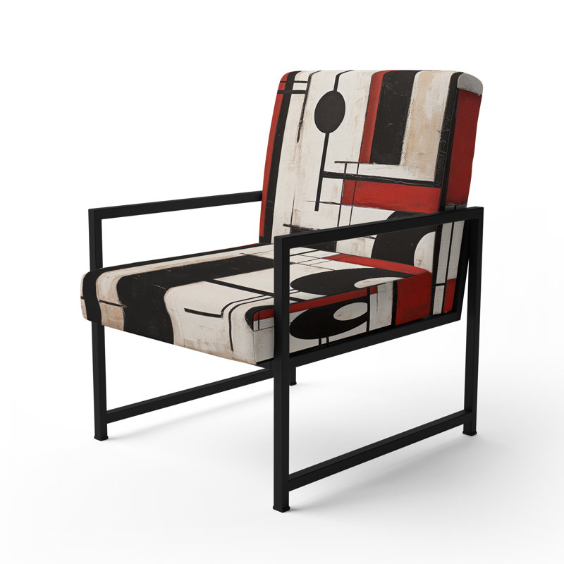 Crissom - Fauteuil rembourré d'appoint abstrait, Noir, noir, noir, noir
