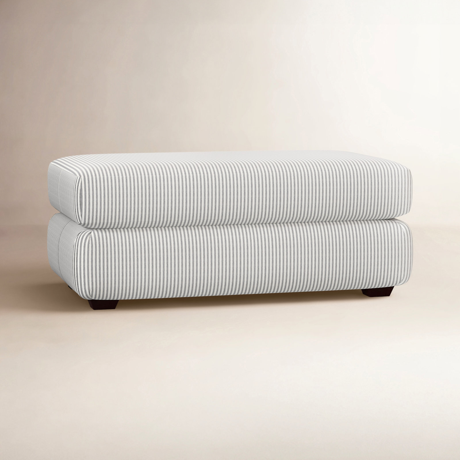 Emilio Upholstered Ottoman, Cruise Adrift Woven Stripe