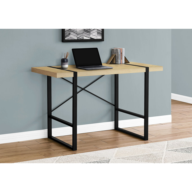 Bureau d'ordinateur, bureau personnel, ordinateur portable, Brun